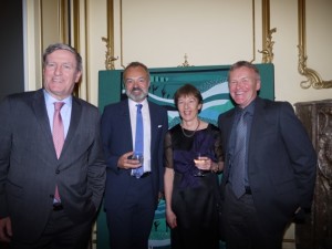 Niall MacMonagle (right) and his wife, Mary, with Irish Ambassadoe Dan Mulhall and Graham Norton at the London launch. Picture: Riona MacMonagle