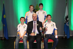 The victorious Spa quiz team with GAA President Aogán Ó Fearghaíl