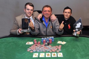 Peter Cahill and Richie Lawlor gets the thumbs up from Connie O'Sullivan of the Cue Club in Killarney. Picture: Don MacMonagle